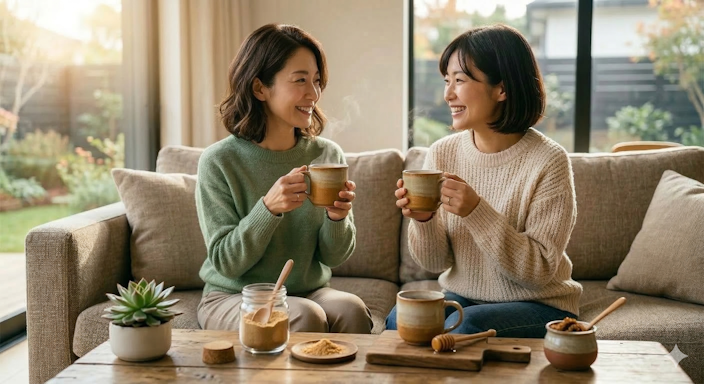 豆乳や牛乳でムクナラテにした例